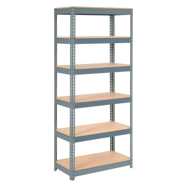 Global Industrial Extra Heavy Duty Shelving 36W x 12D x 60H With 6 Shelves, Wood Deck, Gry B2296909 - main
